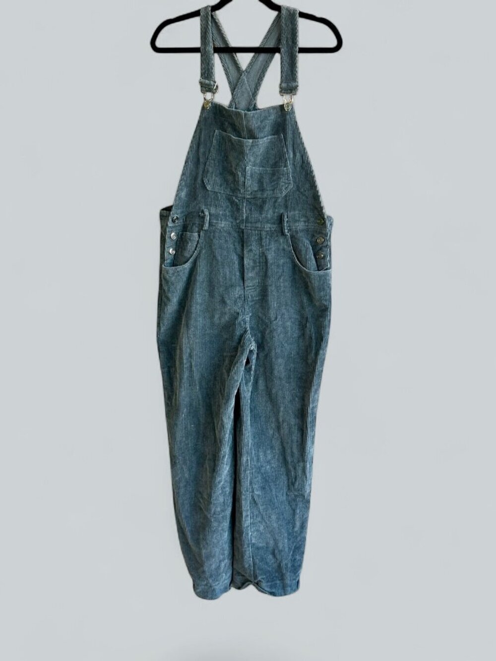By Together Blue Wide Wale Corduroy Bib Overalls Size Large - Picture 2 of 11